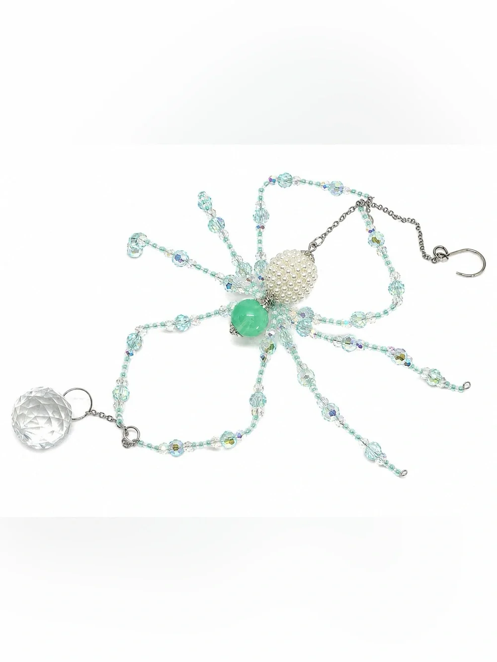 Soul Treatz Creations Aqua Beaded Spider Wall Suncatcher